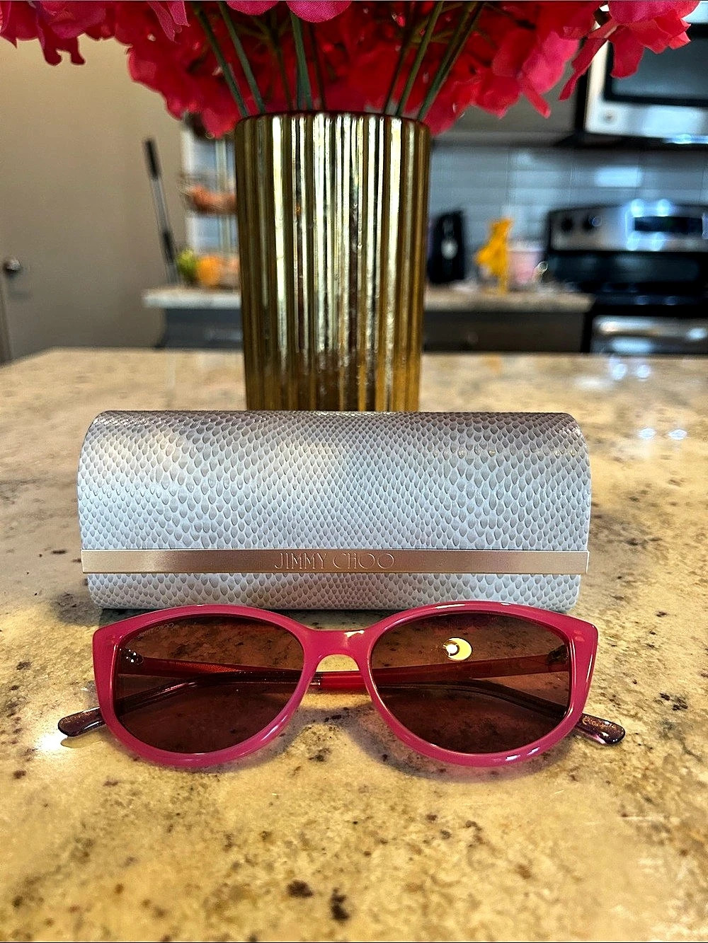 Jimmy Choo Pink & Brown Cateye Sunglasses
